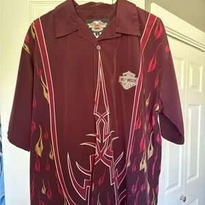 Harley-Davidson Maroon Shirt with Logo Patch